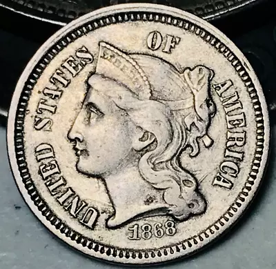 1868 Three Cent Nickel Piece 3C High Grade Choice US Type Coin CC21308 • $48.99