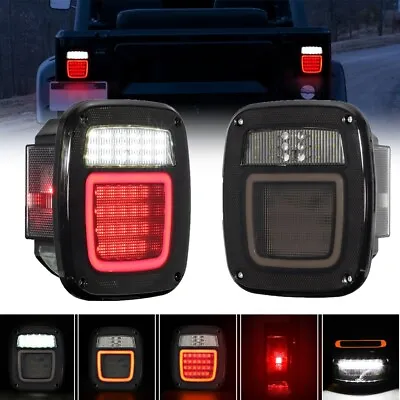 Smoked 83 LED Tail Lights Reverse Brake License Plate For Jeep Wrangler YJ TJ JK • $54.99