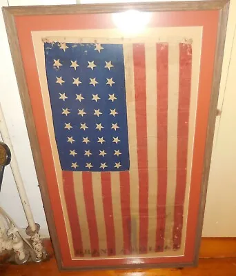 34 Star Grant & Colfax Vintage American Antique Flag Matted And Framed  • $14500