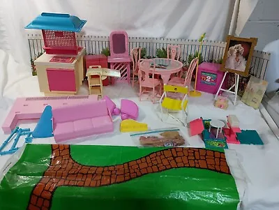 Vintage Barbie Doll Furniture Lot Dream House Couch Kitchen Stove Dining Table  • $39.99