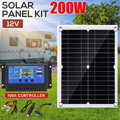 200W Solar Panel Kit Battery Charger + 100A Controller For Car Van Caravan Boat • £25