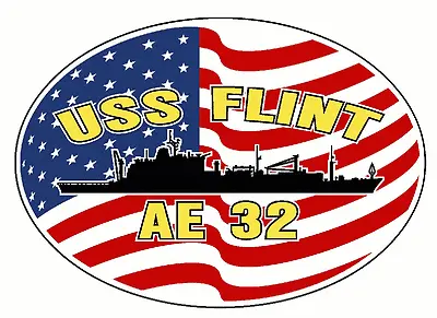 USS FLINT AE 32 Oval Decal / Sticker Military USN U S Navy • $6.99