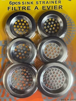 £3.45 • Buy 6 X  Stainless Steel Sink Bath Plug Hole Strainer Drainer Basin Hair Trap Cover