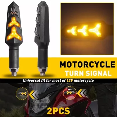 12V Motorcycle LED Running Dynamic Turn Signals Light Flowing Amber • $12.99