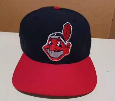 Vintage New Era Cleveland Indians Snapback Hat Chief Wahoo Pro Model M/L • $55.55