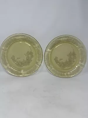 2 Vtg 1950-60’s Mid-Century Federal Glass Sharon Cabbage Rose Dinner 9” Plates • $19.94