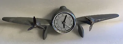 Vintage Airplane Heavy Metal Desk Shelf Clock Quartz • $33.70