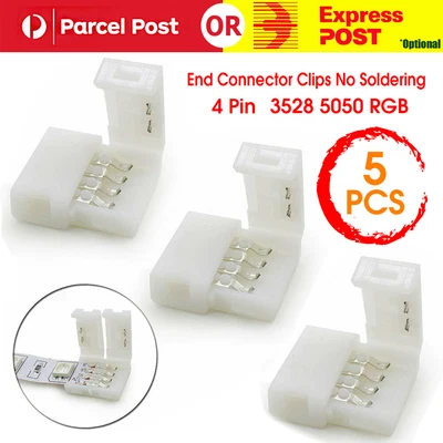 $4.27 • Buy 10mm 4 Pin 3528 5050 RGB End Connector Clips For LED Strip Lights No Soldering
