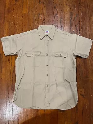 Penneys Big Mac Sanforized Vat Dyed Khaki Short Sleeve Work Shirt Medium Vintage • $89