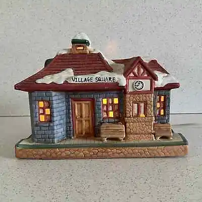 Mervyns Village Square Train Bus Station Lighted Building 1991 Christmas Retired • $68