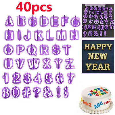 40pcs Cake Decoration Icing Cutter Mold Mould Alphabet Number Letter Fondant • £5.68