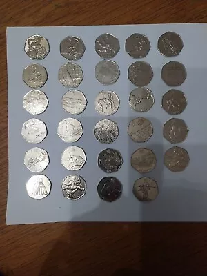 Full Set 29 Olympic 50p Coins 2012 Fifty Pence 2011 Lovely Condition. • £56