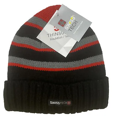 SwissTech Unisex 3M Thinsulate Fully Lined One Size Beanie Knit Cuff Hat • $9.99