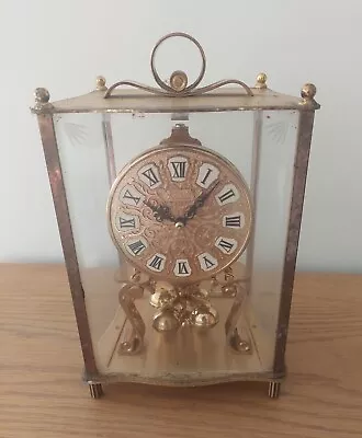 Vintage KUNDO Mid Century 400 Day Anniversary Brass Mantel Shelf Clock + Key 43 • £49.99