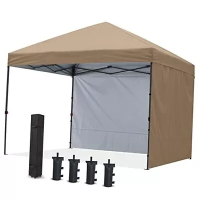  Pop Up Canopy TentFt Outdoor Festival Tailgate Event Vendor Craft 10x10 Khaki • $216.64