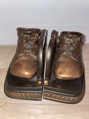 Vintage MASON MASTERPIECE Heirlooms Of Babyhood Bronze Baby Shoes Bookends • $20.40