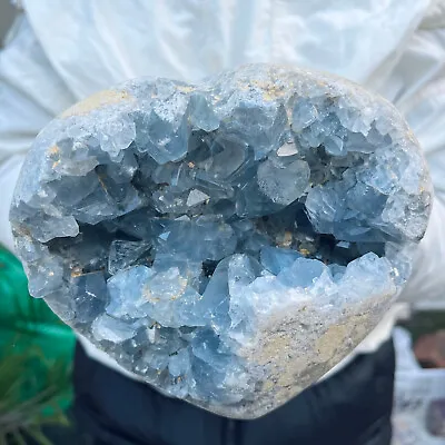 8.2lb Large Natural Blue Celestite Crystal Geode Quartz Cluster Mineral Specimen • $0.99