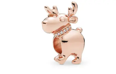 $59.36 • Buy Authentic PANDORA ROSE GOLD Happy Reindeer Charm Clear CZ 787514CZ 