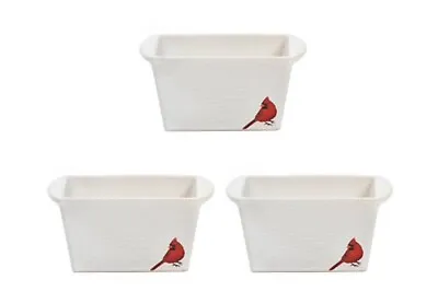 Temptations Mini 12 Oz Loaf Pan S/3 Sp Ed WINTER Wh WOODLAND Cardinal W/Gift Box • $54.90