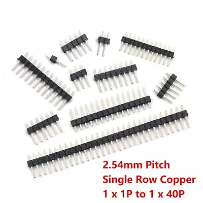 2.54mm Pitch Single Row Copper 1 X 1P To 1 X 40P Male Pin Header PCB Socket • $2.19