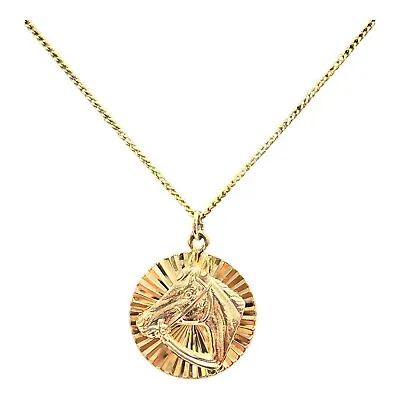 9ct 9K Yellow Gold Horse Head Round Charm Pendant 18mm 2.50 Grams. Brand New • £193.87