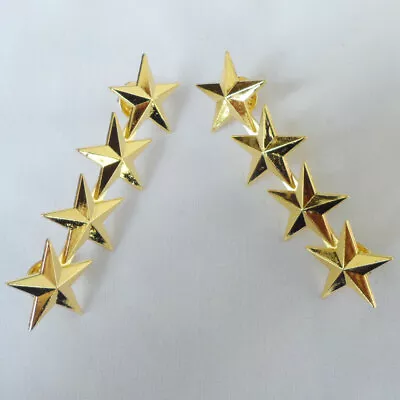 Pair Military Golden Four Star Rank Insignia Badge Pins • $8.81