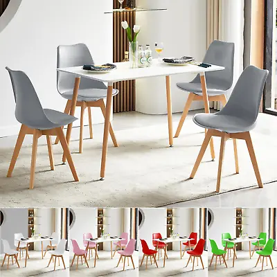 £149.99 • Buy Dining Table And Chairs 4 Set Wooden Legs Retro Dining Room Chair Grey Kitchen