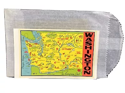 Vintage Washington State Water Slide Travel Map Decal USA Made NOS • $4.04