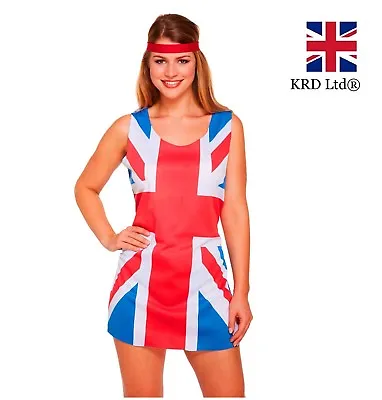 LADIES UNION JACK FANCY DRESS COSTUME Adult 90s Spice Girls Outfit New UK • £8.39