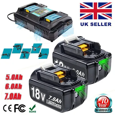 For Makita 18V Battery 5.0Ah 6.0Ah BL1860 BL1830 BL1850 Or DC18RD Dual Charger • £34.89