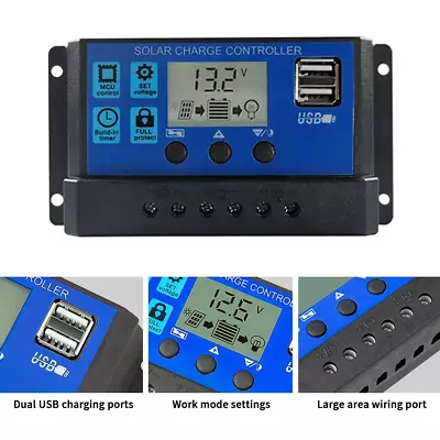 10/20/30A Solar Panel Battery Charge Controller 12V/24V LCD Regulator Auto MPPT • $8.99