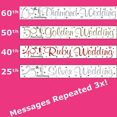 Wedding Anniversary 60th 50th 40th 25th Banner Gold Ruby Foil Party Decorations  • £2.25