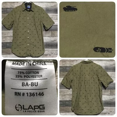 LA Police Gear Snap Performance Button Shirt Men’s S Olive Green (Flaw Read) • $4.99