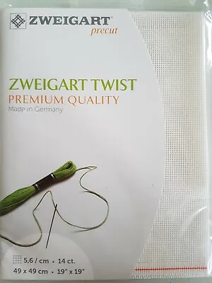 NEW LARGE UNUSED ZWEIGART INTERLOCK CANVAS 14 COUNT 19 X 19  49 X 49cm. • £12.50