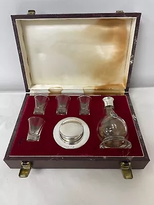 £19.95 • Buy Vintage Royal Doulton Crystal & Silver Plated Liquor / Shot Set In Case.