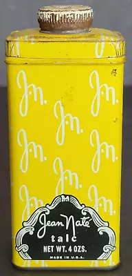 VTG Jean Nate Talc Metal Tin Container 4 Oz Empty No. 60 Made In USA Yellow 5  H • $14.99