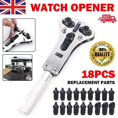£4.29 • Buy 19pcs Watch Repair Back Case Opener Tool Kit Wrench Screw Cover Remover