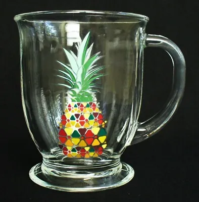 Pineapple~CLEAR GLASS~Footed~GLASSWARE~Coffee Mug~EXCELLENT CONDITION • $9.99