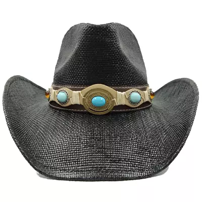 Men's Cowboy Hat Retro Straw Hat Jazz Large Size Cowboy Hat Straw Hat Sun Hat • $21