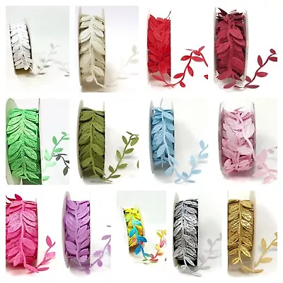 Satin Leaf Ribbon -  Christmas Vine Garland Flower Headband Bridal Trim • £3.91