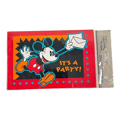 Disney Mickey Mouse “It’s A Party” Invitations W/Envelopes 8 Ct New Vintage • $7.18