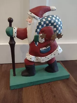 Vintage Midwest Of Cannon Falls Old World Wooden Santa Christmas Figure W/ Stick • $60