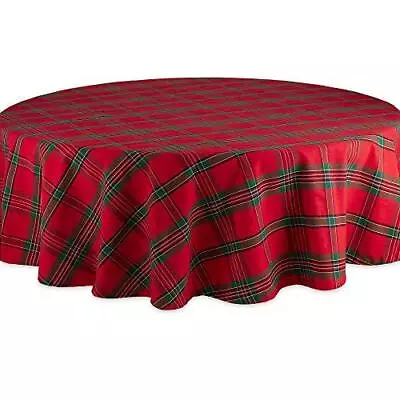 DII Holiday Collection Christmas Plaid70  Round Tablecloth Xmas Plaid • $34.19