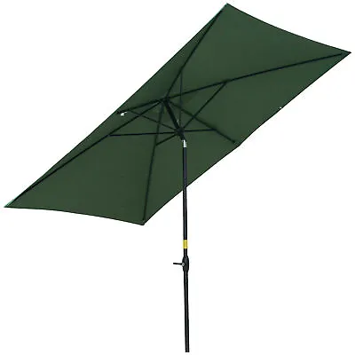 Outsunny 2 X 3(m) Garden Parasol Rectangular Market Umbrella W/ Crank Green • £46.99