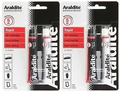 2 X Araldite Rapid Tube  2 X 15ml Epoxy All Materials Strong Long Lasting Glue • £11.81