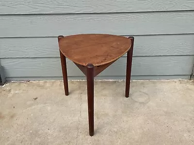 Hans Olsen Mid Century Danish Modern Teak Vanity Reversible Stool Table 140/2 • $280