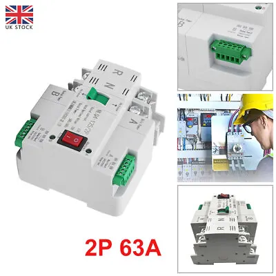 £22.30 • Buy 2P 63A Dual Power Automatic Transfer Switch Fit Generator Changeover Switch UK