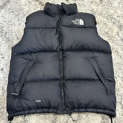 Vintage The North Face Nuptse 700 Down Vest Black Large Jacket 90s Puffer W Hood • $110