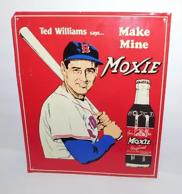 Neat Ted Williams Moxie Soda Tin Reproduction Sign Desperate Sign Co • $17.95