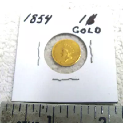 1854 Type 2 Indian Princess Head Gold Dollar COIN VG $1 NICE Details Damaged • $300